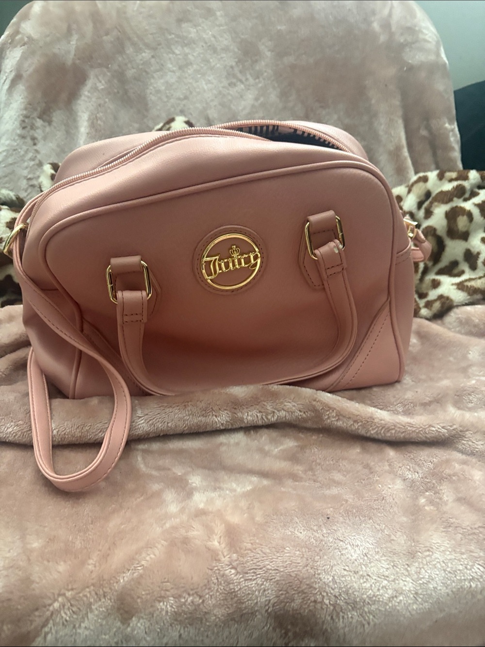 Juicy Couture Rose Blush Satchel with Gold Logo